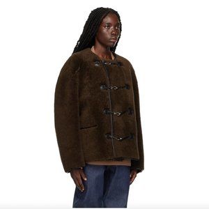 Toteme Teddy Shearling Clasp Jacket Saddle Brown